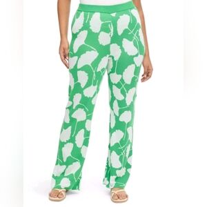 DVF High Waisted Ginkgo Green Sweaterknit Flare Pants, Medium (A8)